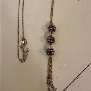 Gold long 3 bead necklace